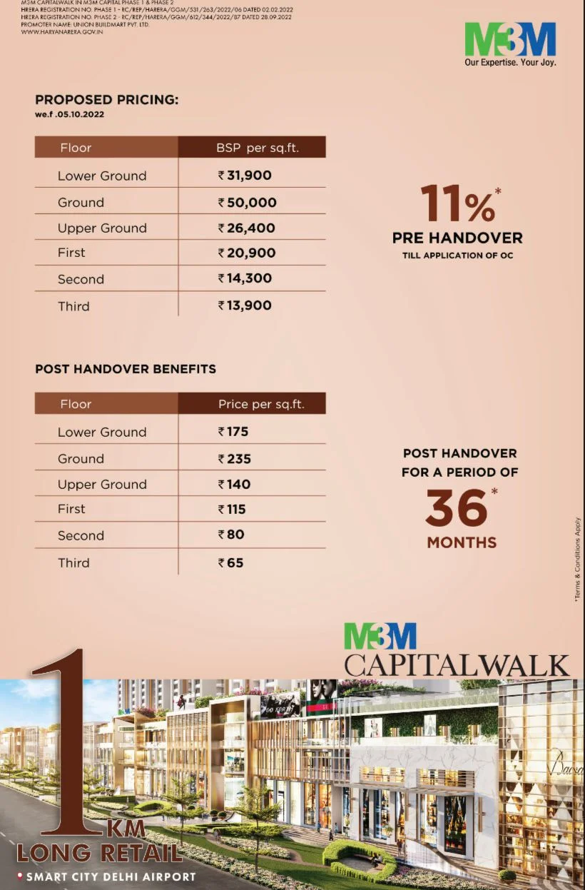 M3m-capital-walk-gurgaon-price-list