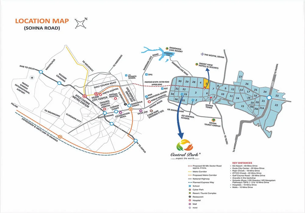 Central-park-flower-valley-fleur-villas-location-map