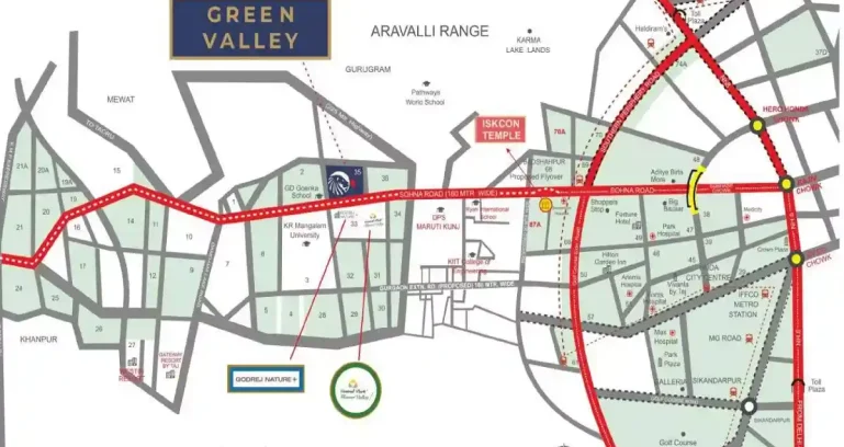 Lion-infra-green-valley-sector-35-sohna-location-map